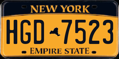 NY license plate HGD7523