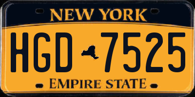 NY license plate HGD7525
