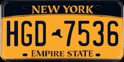 NY license plate HGD7536