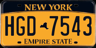 NY license plate HGD7543
