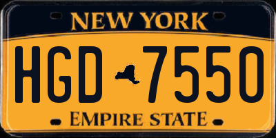 NY license plate HGD7550