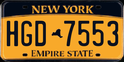 NY license plate HGD7553