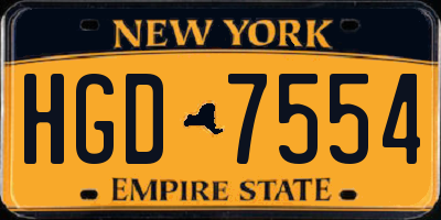 NY license plate HGD7554