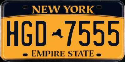 NY license plate HGD7555