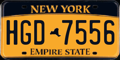 NY license plate HGD7556