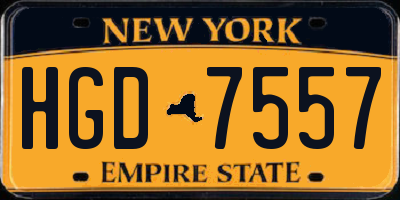 NY license plate HGD7557