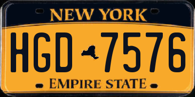 NY license plate HGD7576