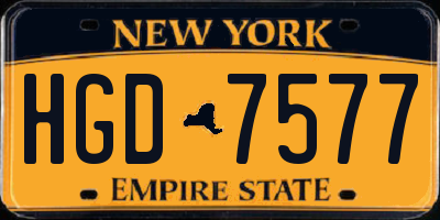 NY license plate HGD7577