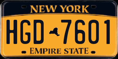 NY license plate HGD7601