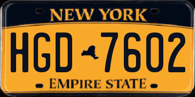 NY license plate HGD7602