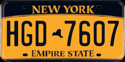 NY license plate HGD7607