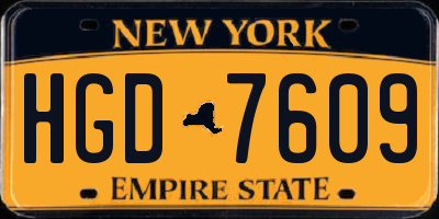 NY license plate HGD7609