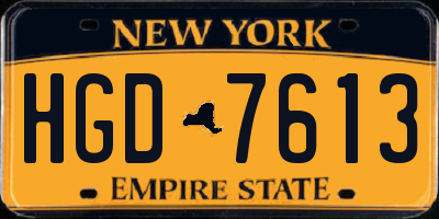 NY license plate HGD7613