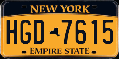 NY license plate HGD7615