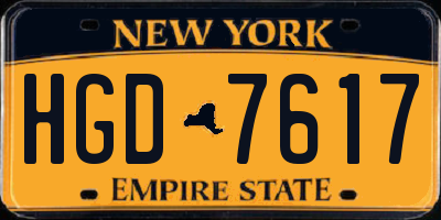 NY license plate HGD7617