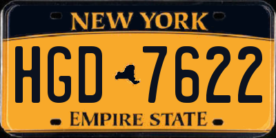 NY license plate HGD7622
