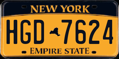 NY license plate HGD7624