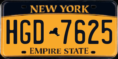 NY license plate HGD7625