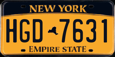 NY license plate HGD7631