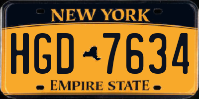 NY license plate HGD7634