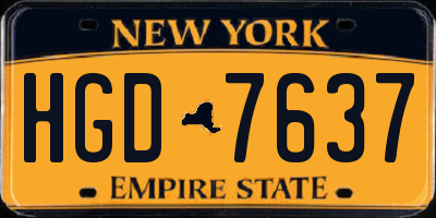 NY license plate HGD7637