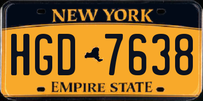 NY license plate HGD7638