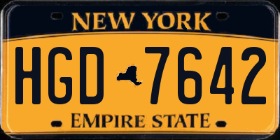 NY license plate HGD7642