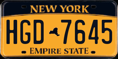NY license plate HGD7645