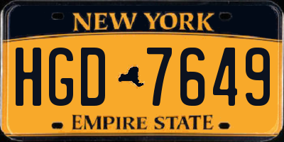 NY license plate HGD7649