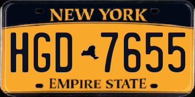 NY license plate HGD7655