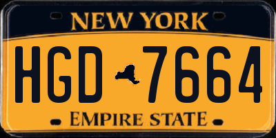 NY license plate HGD7664