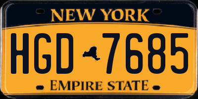 NY license plate HGD7685