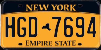 NY license plate HGD7694