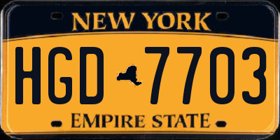 NY license plate HGD7703