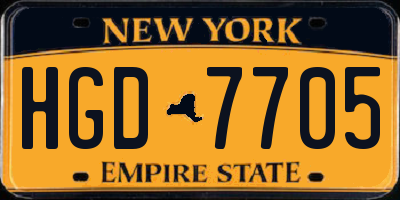 NY license plate HGD7705