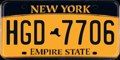 NY license plate HGD7706