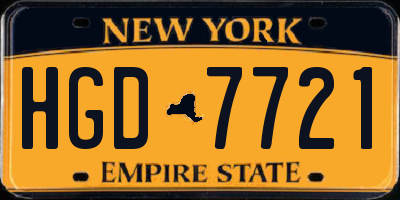 NY license plate HGD7721
