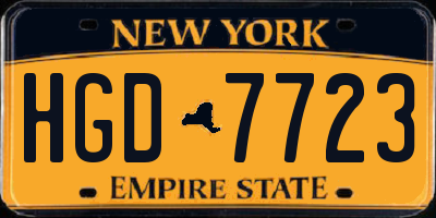 NY license plate HGD7723