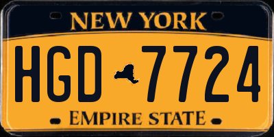 NY license plate HGD7724