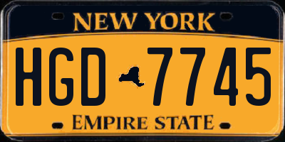 NY license plate HGD7745