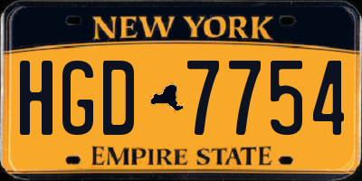 NY license plate HGD7754