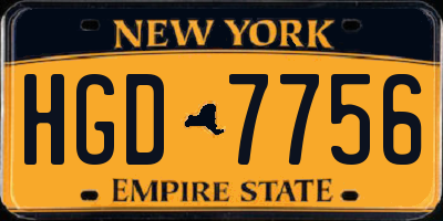 NY license plate HGD7756