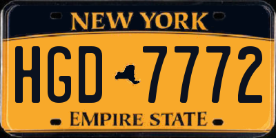 NY license plate HGD7772