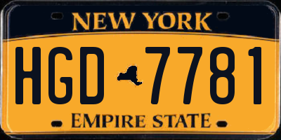 NY license plate HGD7781