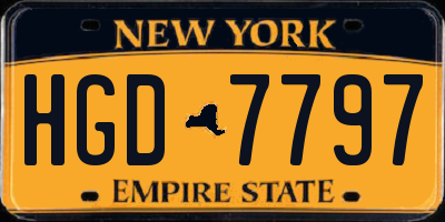 NY license plate HGD7797