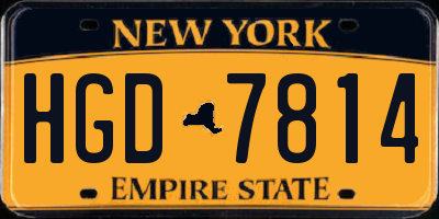 NY license plate HGD7814