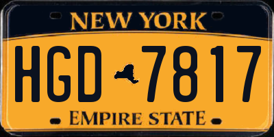 NY license plate HGD7817