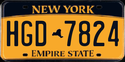 NY license plate HGD7824