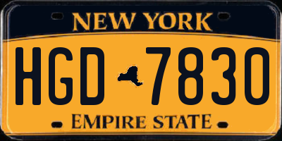 NY license plate HGD7830