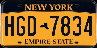 NY license plate HGD7834